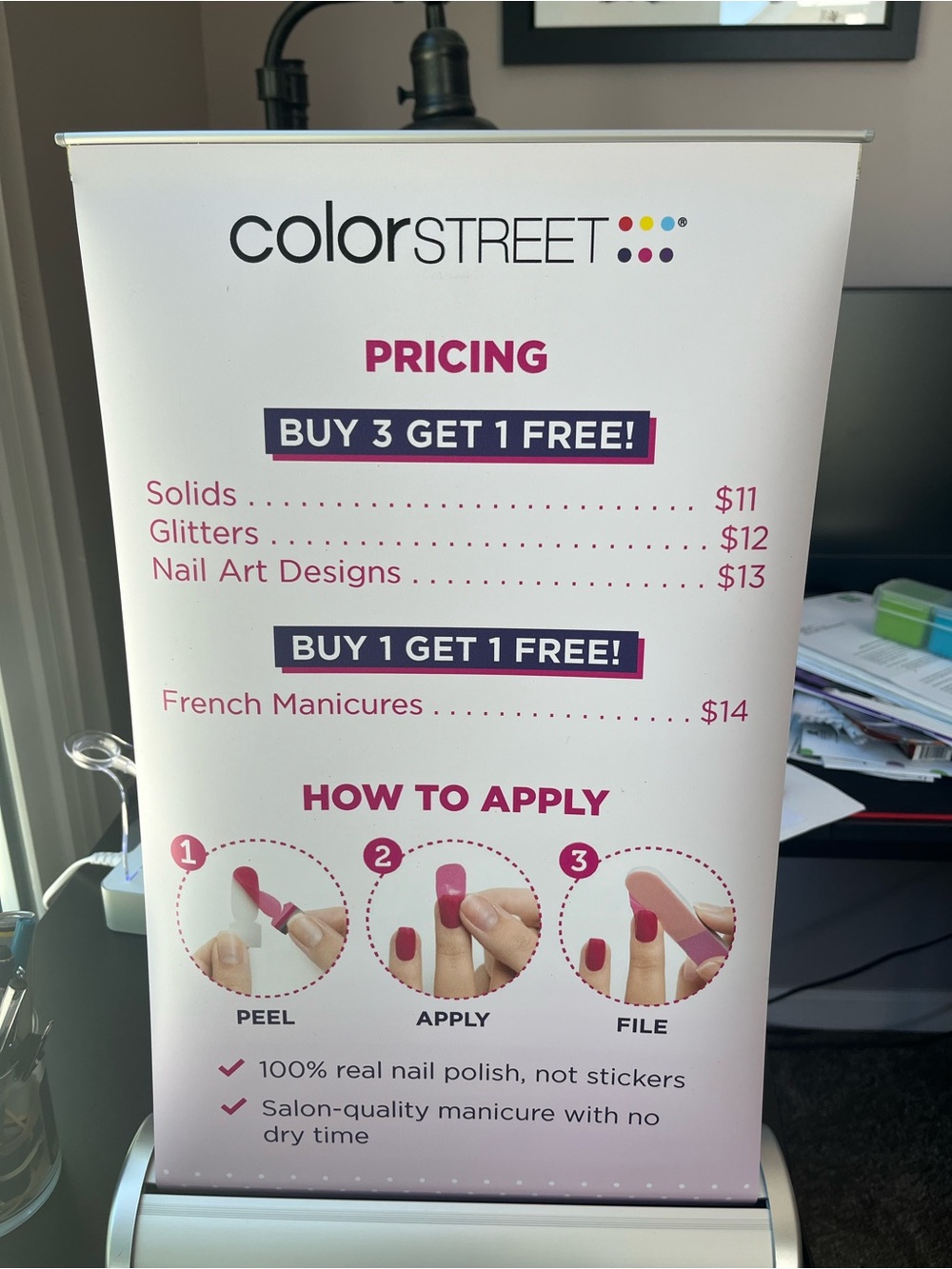 Color Street Pink & White Pricing and Application Poster
